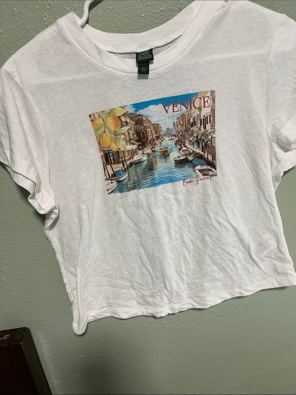 wild fable White Venice Canal Graphic Crop Top - Picture 2 of 3